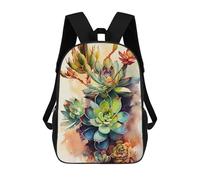 sinyumoney Succulents Watercolor Art Kids Backpack,School Backpack Kids School Bag 3D Printed Cartoon Large Capacity Backpack for Kids Boys And Girls 17inch