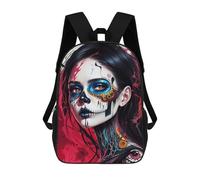 sinyumoney Sugar Skull Makeup 3D Printed Children's School Backpack for Kids High Capacity Travel Rucksacks Book Bags Kids School Bag Back Pack 17inch