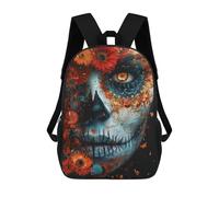 sinyumoney Sugar Skull with Flowers Backpack School Water Resistant Travel Backpack Computer Bag for School/Work/Travel 17inch