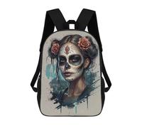 sinyumoney Sugar Skull Woman Backpacks Kids School Backpack School Bag 3D Printed School Bag for Boys Elementary And Middle School Students 17inch