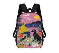 sinyumoney Summer Picnic with Pets School Backpack Business Durable Laptop Bag for Camping Outdoor Adventures And Daily Travel 17inch