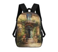 sinyumoney Summer Villa Backpack, Children's Backpack, Student School Bag Bookbag Rucksack, 3D Printed School Bag for Boys Girls 17inch