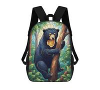 sinyumoney Sun Bear Stained Glass Illustration School Backpack 3D Printed School Bags Boys Girls Laptop Backpack for Kids/Students/Adults 17inch