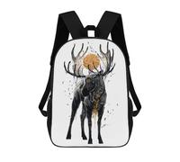 sinyumoney Sun Moose Children's 17 Inch School Backpack 3D Printed Casual Daypacks for Kids Travel Rucksacks Book Bags Kids School Bag