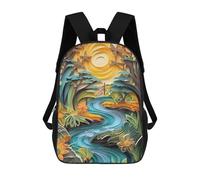 sinyumoney Sun over The River School Backpack High Secondary School Bags Casual Backpack for Girl, Teen Girls 17inch