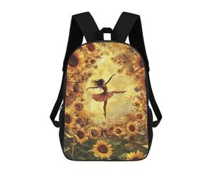 sinyumoney Sunflower Ballet Dance Art Print School Backpack Secondary Causal Travel High School Bags for Camping Outdoor Adventures And Daily Travel 17inch