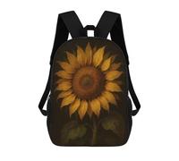 sinyumoney Sunflower Botanical Painting Children's School Backpack 3D Printed for Kids Travel Rucksacks Book Bags Kids School Bag 17inch