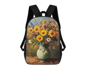 sinyumoney Sunflower Bouquet in Blue Vase-5 School Backpack Water Resistant Travel Backpack Computer Bag for Men, Women & Teenage Boys 17inch