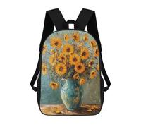 sinyumoney Sunflower Bouquet in Blue Vase Backpack School Bag Lightweight Airport College Students Back Pack for School/Work/Travel 17inch