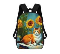 sinyumoney Sunflower Cat Art Print Backpack School Business Laptop Rucksack Bag Unisex Casual Daypack for Girls Boys Teenage 17inch