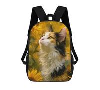 sinyumoney Sunflower Cat Art Print School Backpack for Girls 17inch Casual Daypack Lightweight Rucksack Boy Girl Backpack for Middle School Students