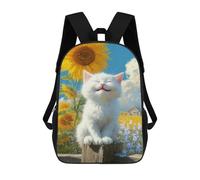 sinyumoney Sunflower Cat Bliss School Backpack for Girls 17inch Casual Daypack Lightweight Rucksack Boy Girl Backpack for Middle School Students