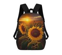 sinyumoney Sunflower Field at Sunset 3D Printed School Bag Children's School Backpack Schoolbags Travel Backpacks Casual Fashion Bag for Kids School Students 17inch