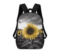 sinyumoney Sunflower Field Greyscale School Backpack Work Laptop Backpack Rucksack Bag for Camping Outdoor Adventures And Daily Travel 17inch