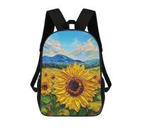sinyumoney Sunflower Field Painting-10 Backpacks 3D Printed 17inch Kids School Backpack Outdoor Casual Daypack Casual Travel Bags for Middle School Students