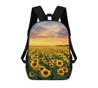 sinyumoney Sunflower Field Sunset-5 School Bag 3D Printed Backpacks Fashion Kids School Backpack Boys Rucksacks for Boys Middle School Students 17inch