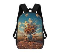 sinyumoney Sunflower Field Vase Scene-1 Backpack School Bag High Secondary School Bags Casual Backpack - Perfect for Travel, Work And Daily Use 17inch