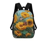 sinyumoney Sunflower Field with Butterflies-4 Backpacks 3D Printed 17inch Kids School Backpack Outdoor Casual Daypack Casual Travel Bags for Middle School Students