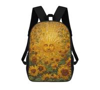 sinyumoney Sunflower Field with Smiling Sun 17inch School Bag 3D Printed Children's School Backpack Casual Fashion Travel Backpacks for Kids School Students