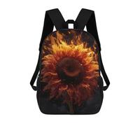 sinyumoney Sunflower Flames Embers Backpack with Pocket 3D Printed Backpacks, Travel Rucksacks Book Bags Kids School Bag 17inch