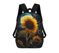 sinyumoney Sunflower Moon Stars School Bag 3D Printed 17inch Backpacks Fashion Kids School Backpack Rucksacks for Boys Elementary And Middle School Students