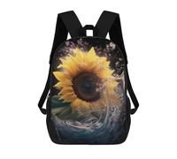 sinyumoney Sunflower Water Splash Backpacks Kids School Backpack School Bag 3D Printed School Bag for Boys Elementary And Middle School Students 17inch