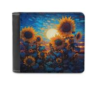 sinyumoney Sunflowers at Twilight 3D Print PU Leather Men's Wallet Credit Card Holder Leather RFID Leather Wallet Craftsmanship Gifts 11.7cm*9.5cm
