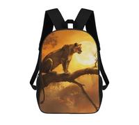 sinyumoney Sunlit Lioness Children's Backpack, 3D Printed School Backpack, Backpack for Boys Girls, Adjustable School Bag for Primary School 17inch