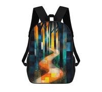 sinyumoney Sunny Path Inspired by August Macke - Geometric Abstract Landscape Art Backpacks Kids School Backpack School Bag 3D Printed School Bag for Boys Elementary And Middle School Students 17inch