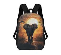 sinyumoney Sunrise Elephant Majesty Children's Backpack, 3D Printed School Backpack, Backpack for Boys Girls, Adjustable School Bag for Primary School 17inch