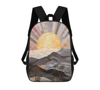 sinyumoney Sunrise Over Mountains 3D Printed School Bag Children's School Backpack Schoolbags Travel Backpacks Casual Fashion Bag for Kids School Students 17inch