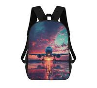 sinyumoney Sunset Airport Reflections Backpack School Bag Lightweight Casual Daypack School Backpacks for Teenage Girls Boys Women Men 17inch