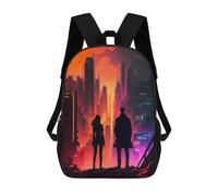sinyumoney Sunset Anime Cityscape Kids' Backpack 3D Printing School Bag Boys Cool Daypacks Casual Knapsack Fun Back Bag for Kids And Teenager 17inch