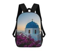 sinyumoney Sunset at The Blue Church Kids Backpack,School Backpack Kids School Bag 3D Printed Cartoon Large Capacity Backpack for Kids Boys And Girls 17inch