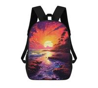 sinyumoney Sunset Beach Palm Trees School Bags School Secondary High School College Backpack Travel for Men, Women & Teenage Boys 17inch