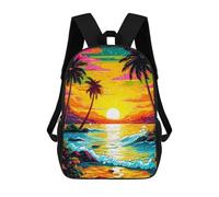sinyumoney Sunset Beach Paradise Kids Backpacks Children Bag,Anime Bag,Large Capacity Kids Backpack, 3D Printed Children's,Student Schoolbag,Kids Boys Girls School Bag 17inch