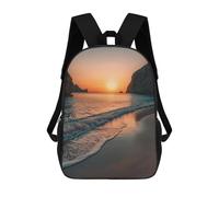 sinyumoney Sunset Beach Scene Backpack 3D Printed Children's School Backpack for Kids High Capacity Travel Rucksacks Book Bags Kids School Bag Back Pack 17inch