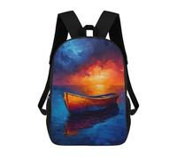 sinyumoney Sunset Boat Children's Backpacks Kids Fun School Bag Boys Backpack Travel Bag Student Schoolbag Book Stationery Bag Chool Bags 17inch