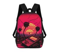 sinyumoney Sunset Boombox Paradise Kids Backpack, Backpack School Bag, Backpacks Kids School 3D Printed School Bags for Elementary And Middle School Students Teens Birthday Gift 17inch