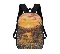 sinyumoney Sunset Deer Embroidery School Backpack for Girls 17inch Casual Daypack Lightweight Rucksack Boy Girl Backpack for Middle School Students