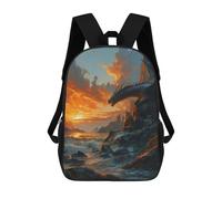 sinyumoney Sunset Dragons Watch Backpacks Kids Student Schoolbag,3D Printed Backpacks,Elementary And Middle School Students Backpacks for Boys Girls 17inch