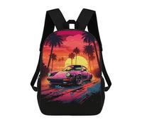 sinyumoney Sunset Drive Tropical Luxury Car Art Backpack School Lightweight Airport College Students Back Pack for Girl, Teen Girls 17inch
