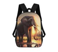 sinyumoney Sunset Elephant Majesty 3D Printed Kids Backpacks Boys Fashion School Bag Travel Backpacks School Bags for Boys Elementary School Students 17inch