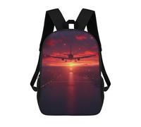 sinyumoney Sunset Flight Over City Lights 17inch School Bag 3D Printed Children's School Backpack Casual Fashion Travel Backpacks for Kids School Students