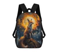 sinyumoney Sunset Fox Painting Children's Backpacks Kids Fun School Bag Boys Backpack Travel Bag Student Schoolbag Book Stationery Bag Chool Bags 17inch