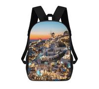 sinyumoney Sunset in Oia Santorini 3D Printed School Backpack Casual Children's Backpacks 3D Printed School Bag for Boys Elementary And Middle 17inch