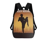 sinyumoney Sunset Kickboxing Silhouette School Backpack Secondary Causal Travel High School Bags for Campus Outdoor Travel Sports 17inch