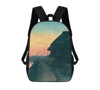 sinyumoney Sunset Landscape Kids School Backpack 3D Printed Backpacks Fashion School Bag Rucksacks for Boys Elementary And Middle School Students 17inch