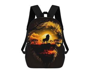 sinyumoney Sunset Lion Silhouette Backpack School Fashion Stationery Backpack Waterproof Casual Daypacks for Boys/Girls/Teenagers 17inch