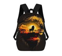 sinyumoney Sunset Lion Silhouette Backpacks Kids School Backpack School Bag 3D Printed School Bag for Boys Elementary And Middle School Students 17inch